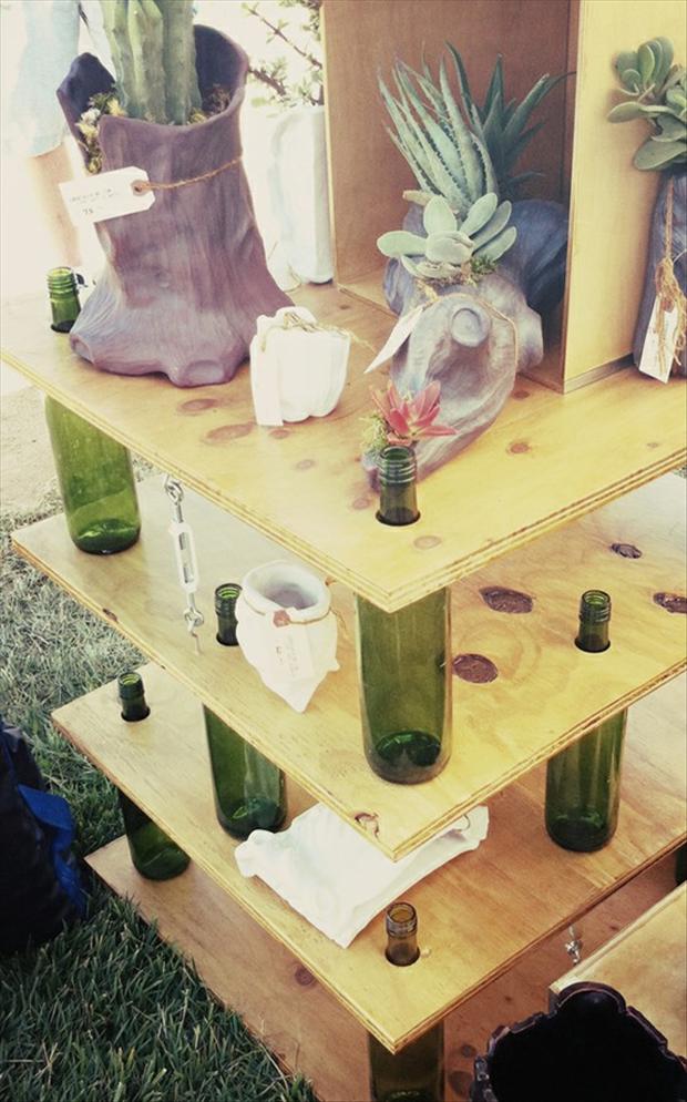 DIY Shelf Made With Wine Bottles
